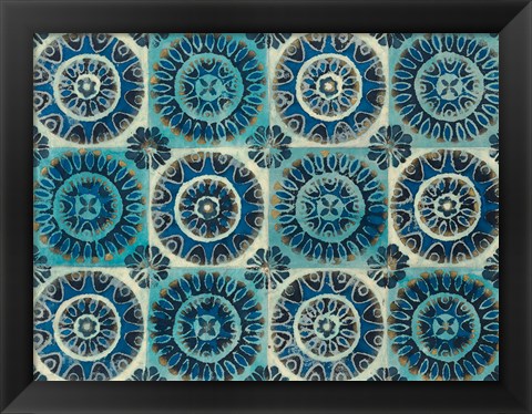 Framed Floral Tile Suzani Print Print
