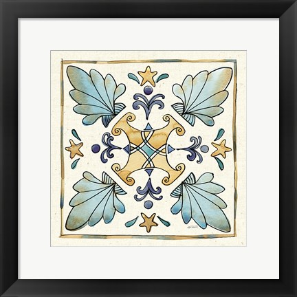 Framed Coastal Breeze Tile III Print