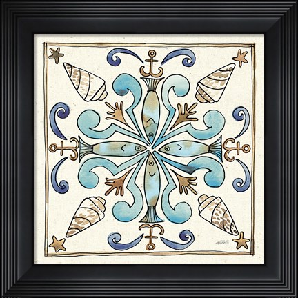 Framed Coastal Breeze Tile IV Print