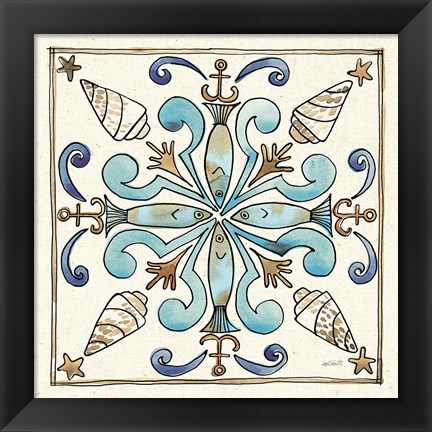 Framed Coastal Breeze Tile IV Print