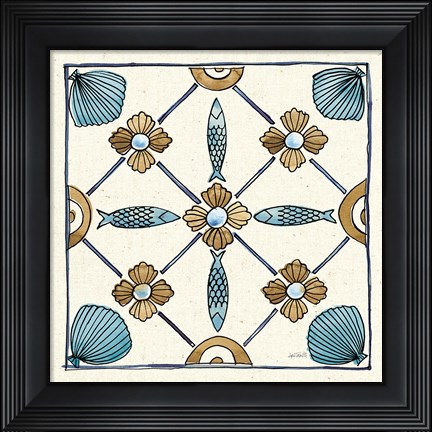 Framed Coastal Breeze Tile II Print
