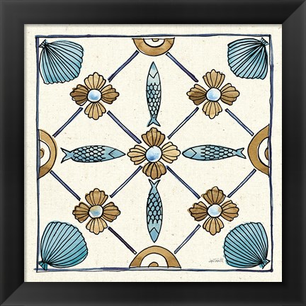 Framed Coastal Breeze Tile II Print