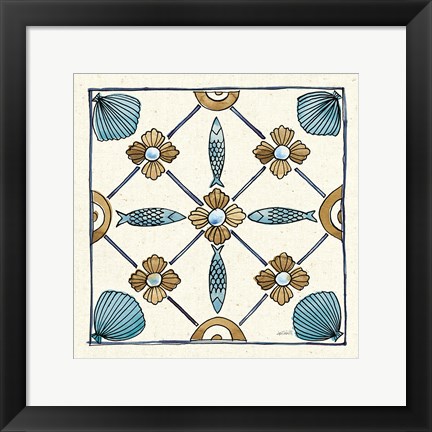 Framed Coastal Breeze Tile II Print