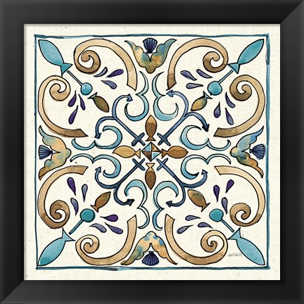 Framed Coastal Breeze Tile I Print