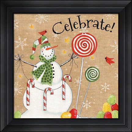 Framed Sweet Snowmen I Print