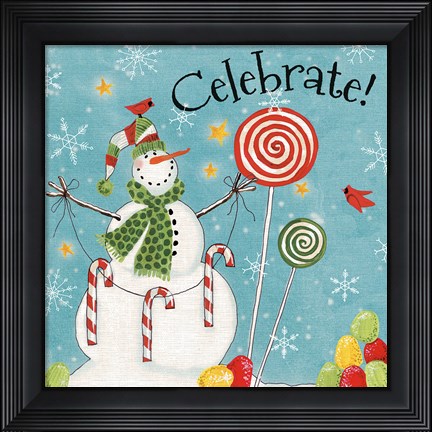 Framed Sweet Snowmen I Blue Print