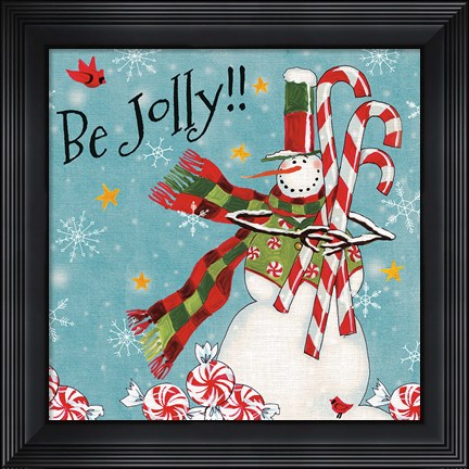 Framed Sweet Snowmen II Blue Print