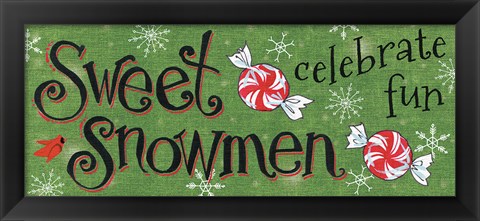 Framed Sweet Snowmen Sign II Print