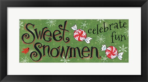 Framed Sweet Snowmen Sign II Print