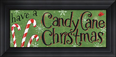 Framed Sweet Snowmen Sign I Green Print