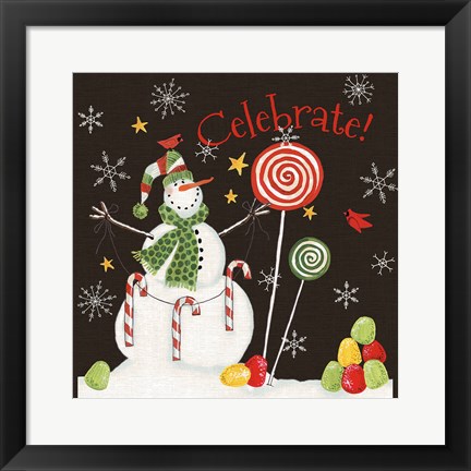 Framed Sweet Snowmen I Black Print