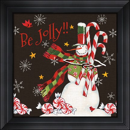 Framed Sweet Snowmen II Black Print