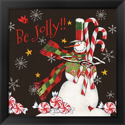 Framed Sweet Snowmen II Black Print