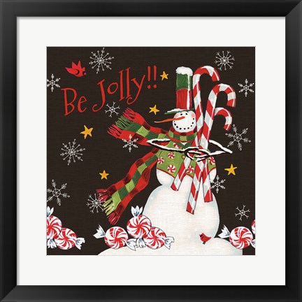 Framed Sweet Snowmen II Black Print