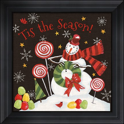 Framed Sweet Snowmen III Black Print