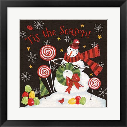 Framed Sweet Snowmen III Black Print