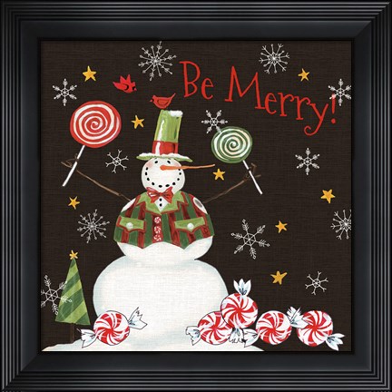 Framed Sweet Snowmen IV Black Print