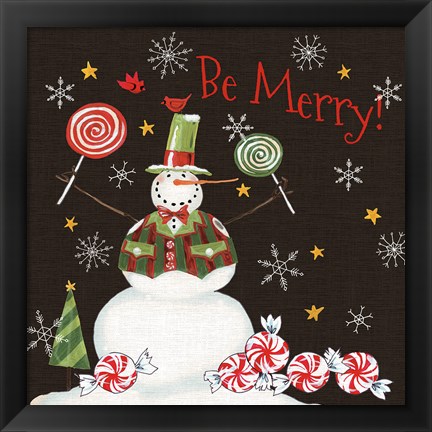 Framed Sweet Snowmen IV Black Print