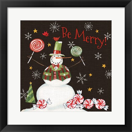 Framed Sweet Snowmen IV Black Print