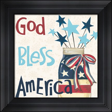 Framed American Country II Light Blue Print