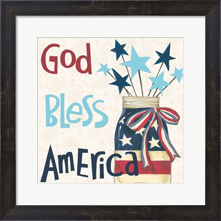 Framed American Country II Light Blue Print