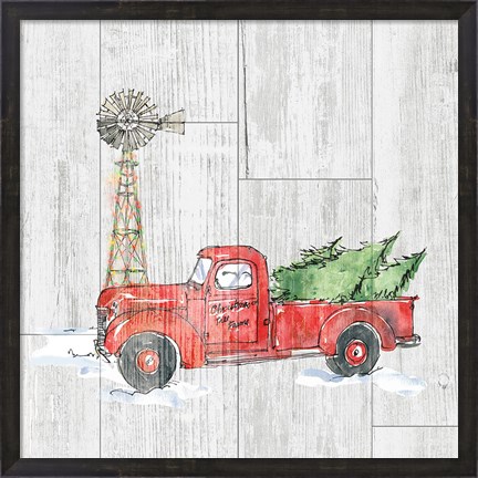 Framed Country Christmas IV no Words on White Wood Print