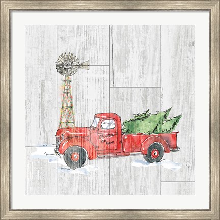 Framed Country Christmas IV no Words on White Wood Print