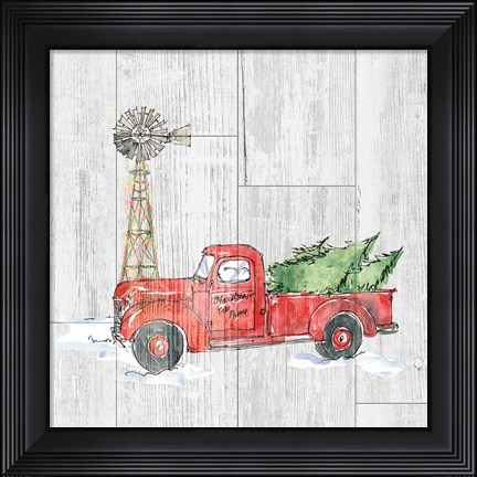 Framed Country Christmas IV no Words on White Wood Print