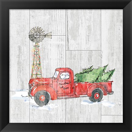 Framed Country Christmas IV no Words on White Wood Print