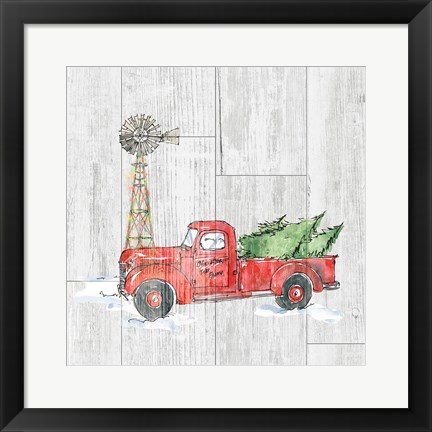 Framed Country Christmas IV no Words on White Wood Print