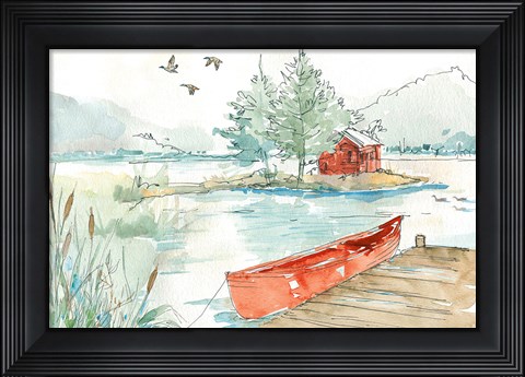 Framed Lakehouse II Red Print