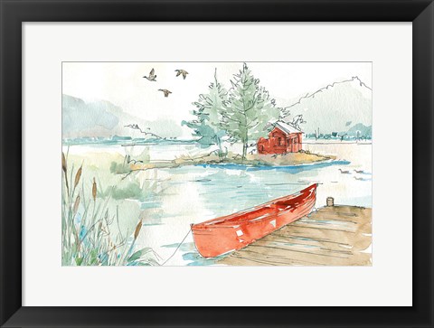 Framed Lakehouse II Red Print