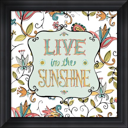 Framed Peace and Paisley I on White Print