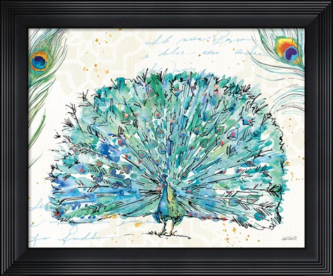 Framed Peacock Garden IX Print