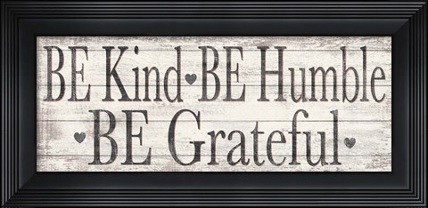 Framed Kind Humble Grateful Wood Sign Print
