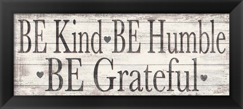 Framed Kind Humble Grateful Wood Sign Print