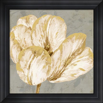 Framed Floral Fresco Grey I Print