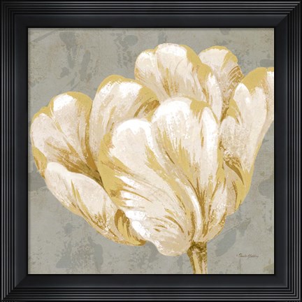 Framed Floral Fresco Grey II Print