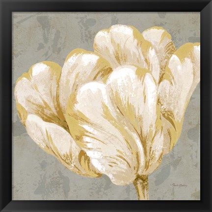 Framed Floral Fresco Grey II Print