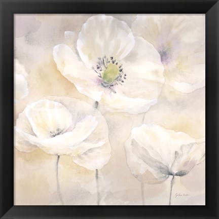 Framed White Poppies I Print