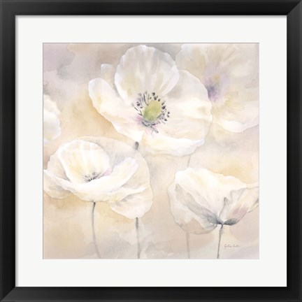 Framed White Poppies I Print