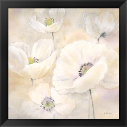 Framed White Poppies II Print