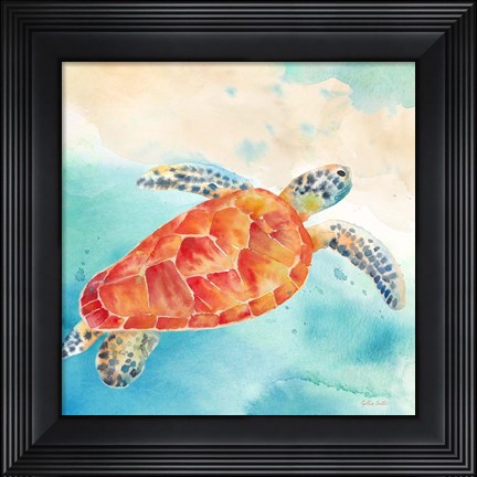 Framed Sea Splash Sea Turtle Print