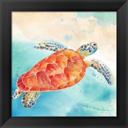 Framed Sea Splash Sea Turtle Print