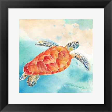 Framed Sea Splash Sea Turtle Print