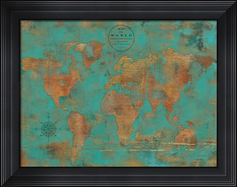 Framed Rustic World Map Print