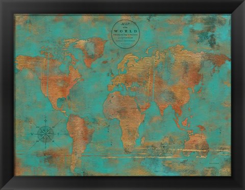 Framed Rustic World Map Print