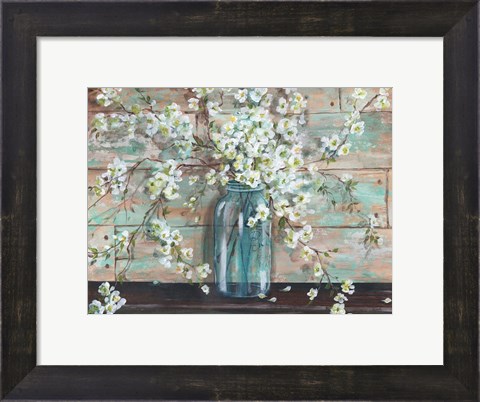 Framed Blossoms in Mason Jar Print