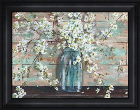 Framed Blossoms in Mason Jar Print