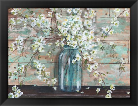 Framed Blossoms in Mason Jar Print